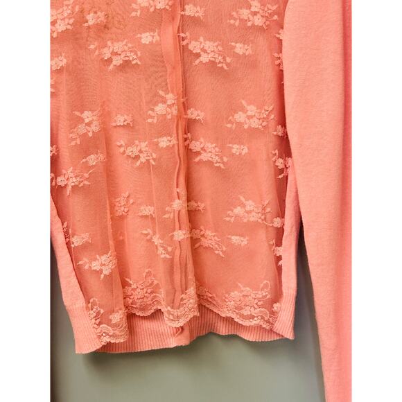 Eyeshadow Xlarge Pink Ramie Long Sleeve Button-Front Casual Cardigan Sweater - Picture 7 of 8